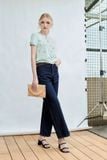  Quần jeans ống suông basic màu xanh chàm 