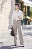  Quần suông houndstooth nâu 