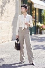  Quần suông houndstooth nâu 