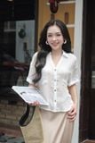  Sơ mi basic cổ V màu trắng 