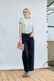  Quần jeans ống suông basic màu xanh chàm 