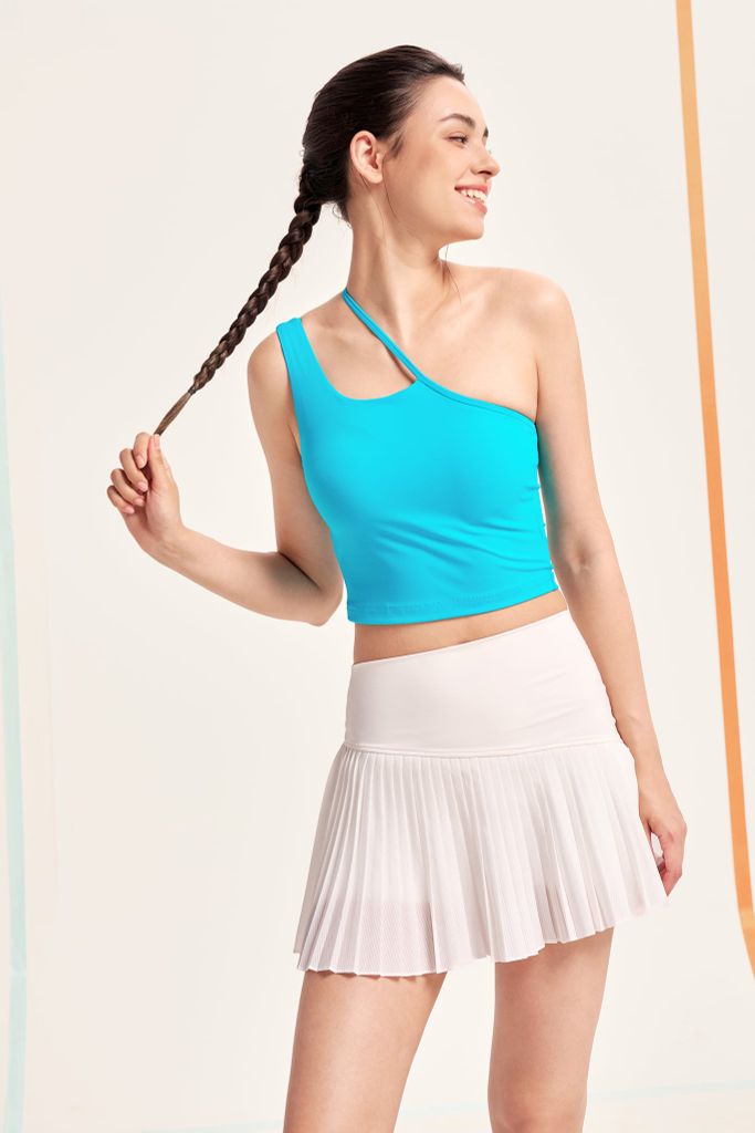 Áo crop top chéo vai - xanh electric blue