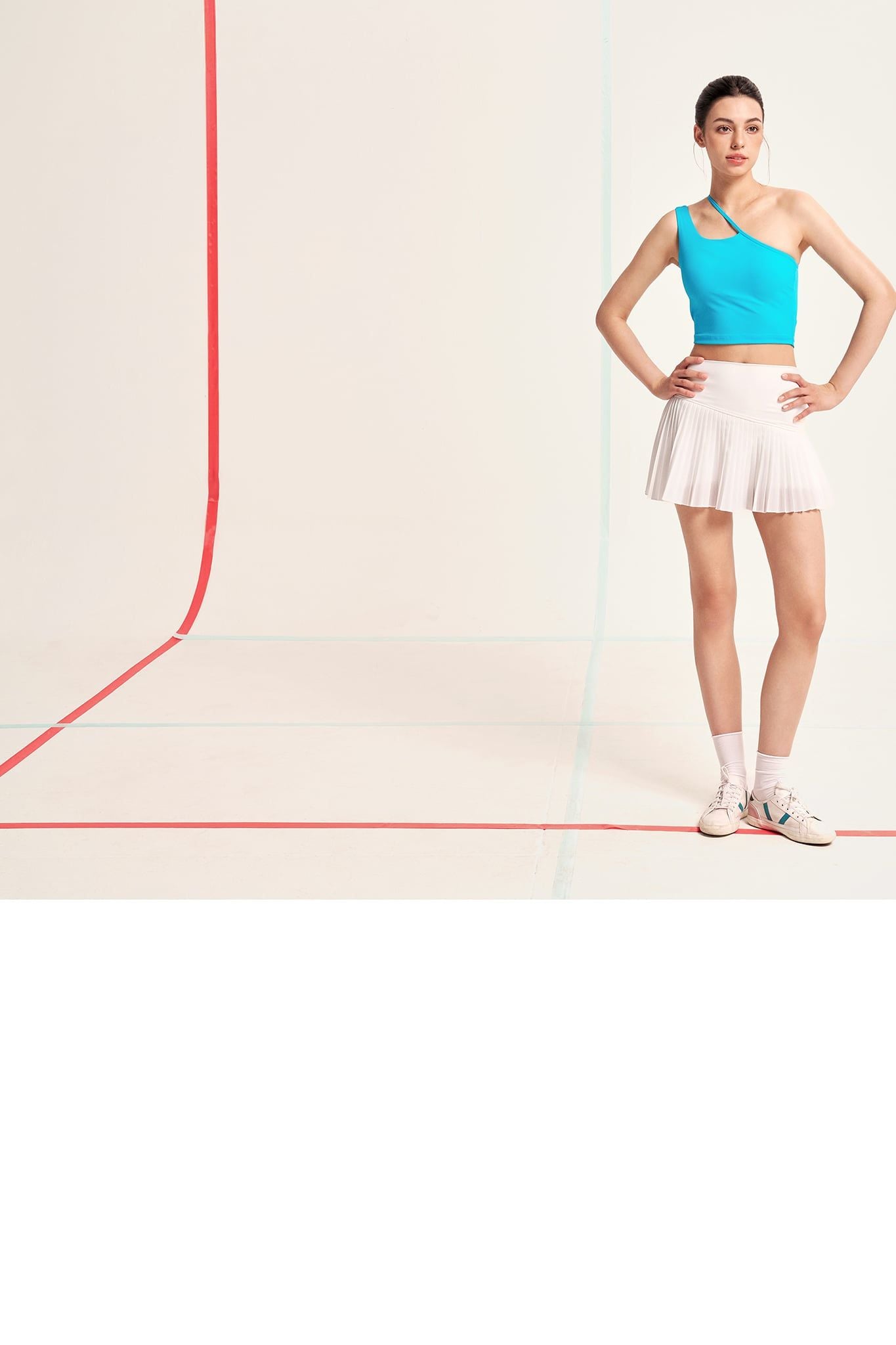  Áo crop top chéo vai - xanh electric blue 