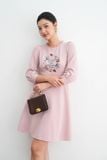 Đầm mini A xốp hồng kem thêu hoa fairy tale 