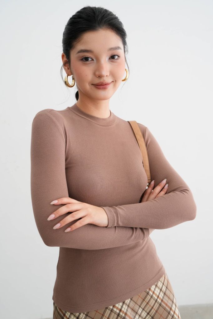 Áo giữ ấm cổ 3cm nâu