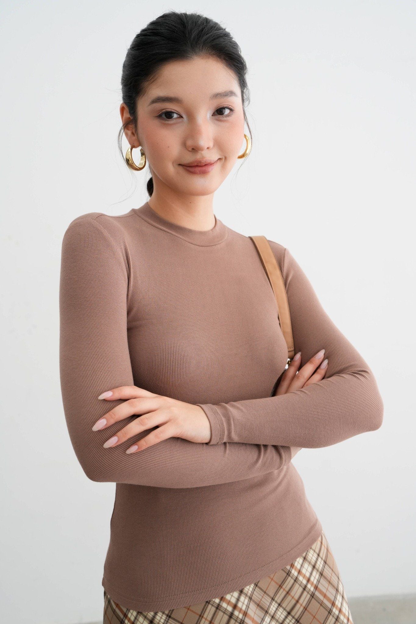 Áo giữ ấm cổ 3cm nâu