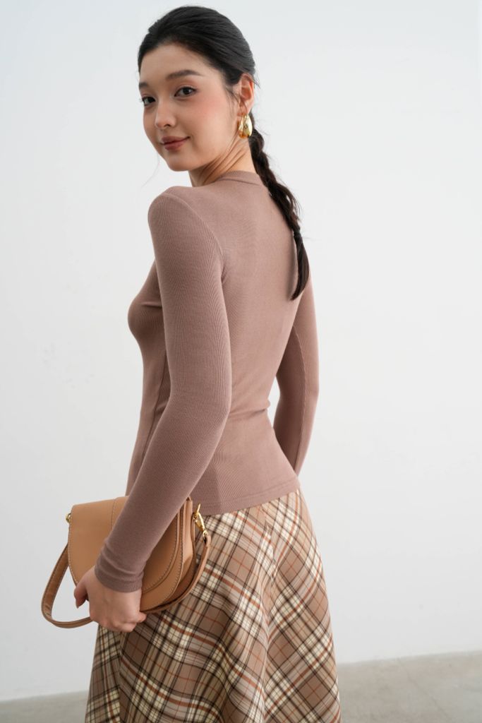 Áo giữ ấm cổ 3cm nâu