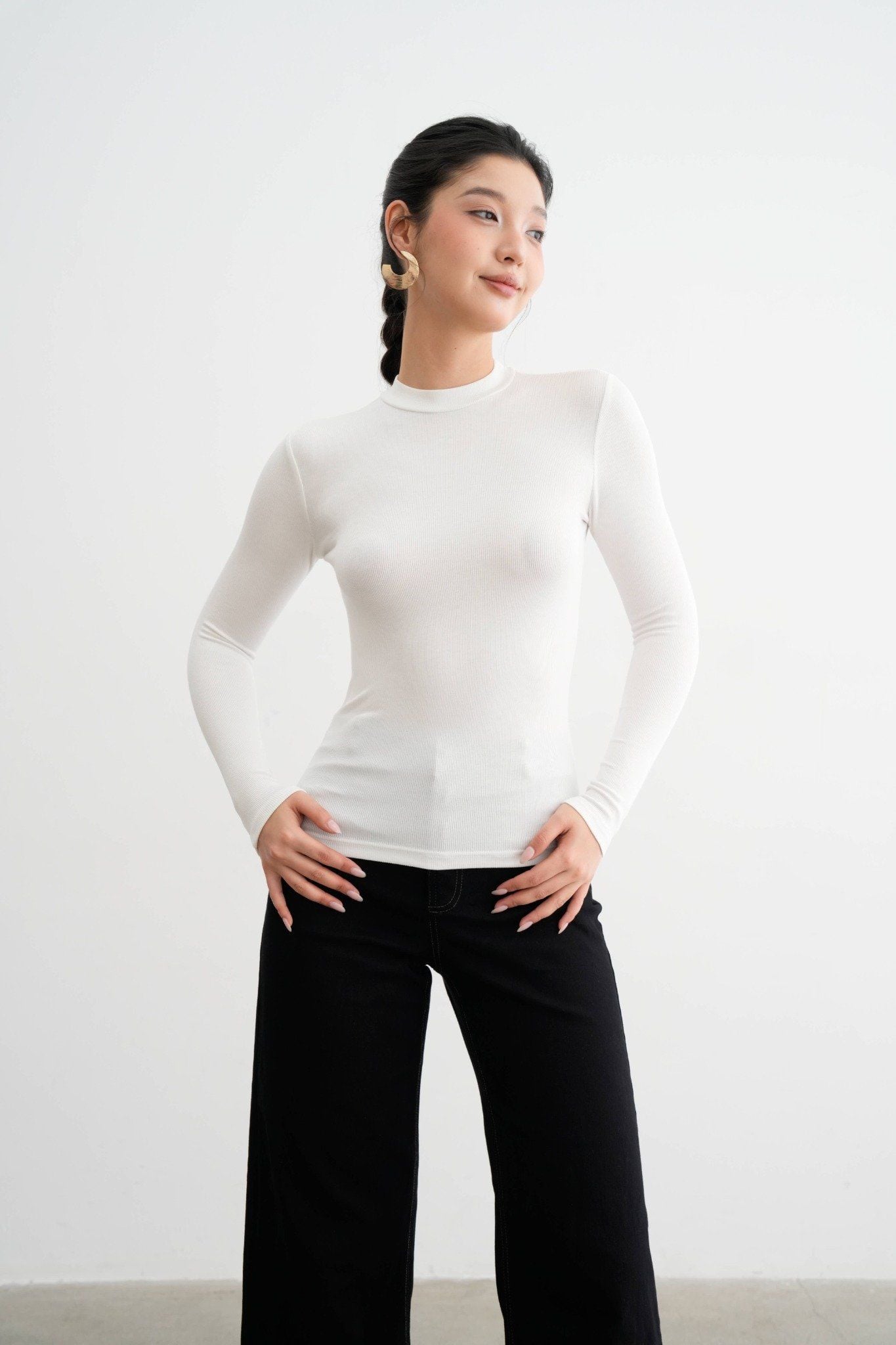 Áo giữ ấm cổ 3cm trắng