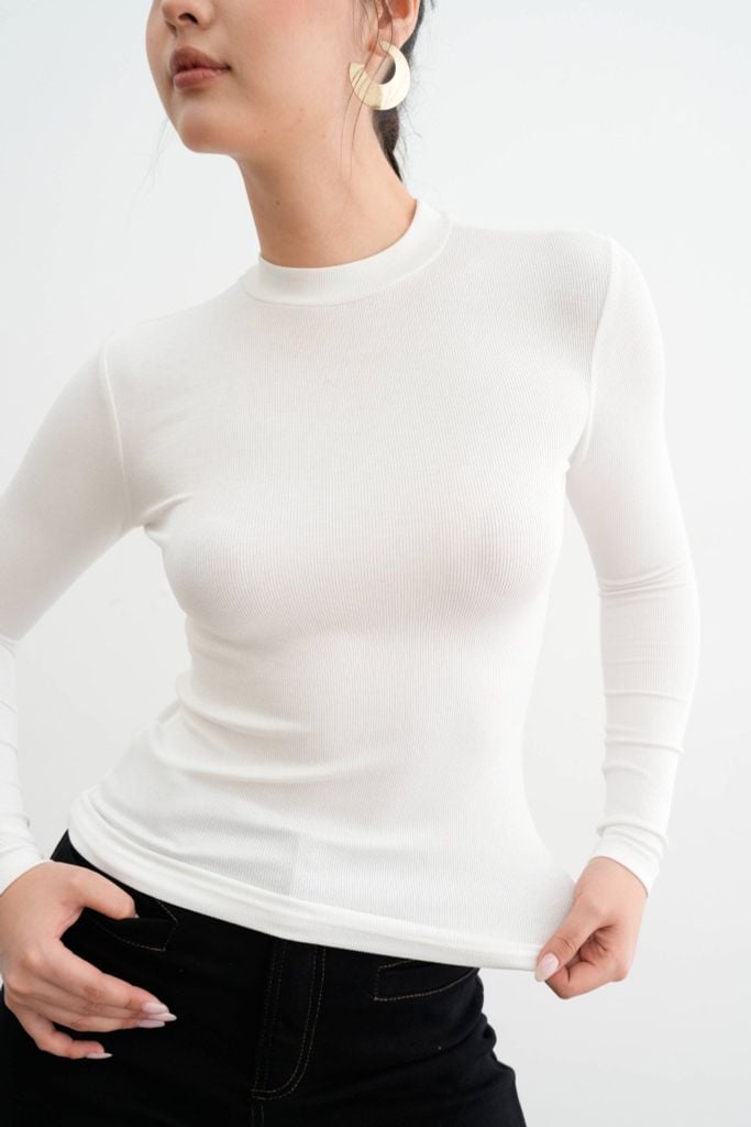 Áo giữ ấm cổ 3cm trắng