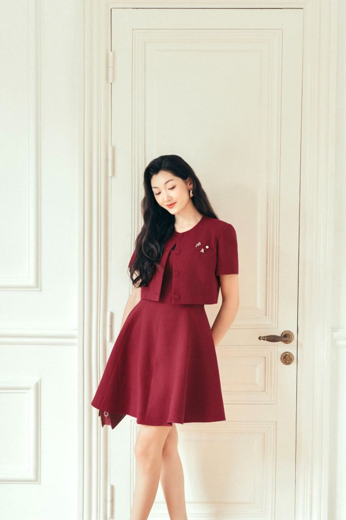 Áo khoác nhỏ mùa hè Đỏ đính charms