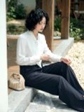 Quần suông basic màu ghi tàn 