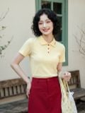  Chân váy A mini basic túi cơi Đỏ đô 