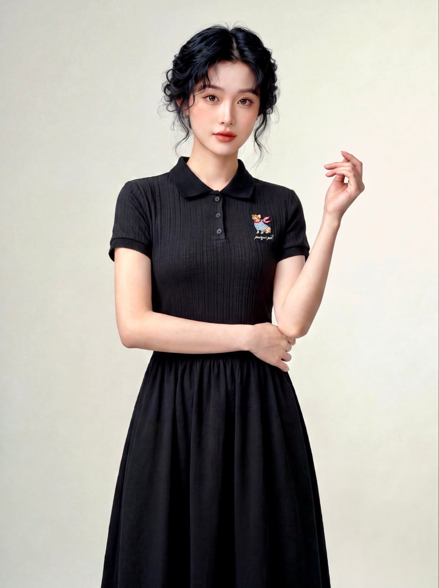  Đầm polo midi thun poplin 