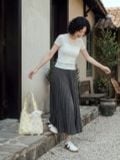  Chân váy dập ly basic ghi 