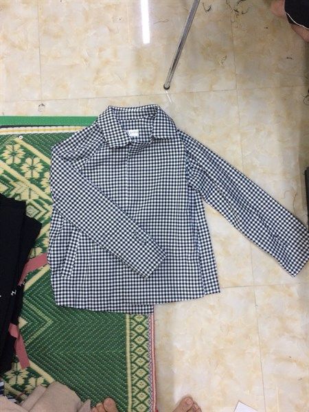 Blazer karo đen trắng tay raplang sz S