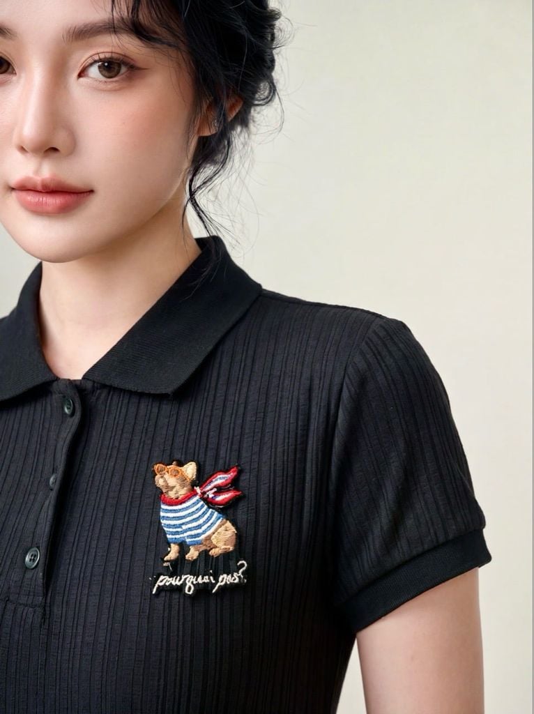 Đầm polo midi thun poplin