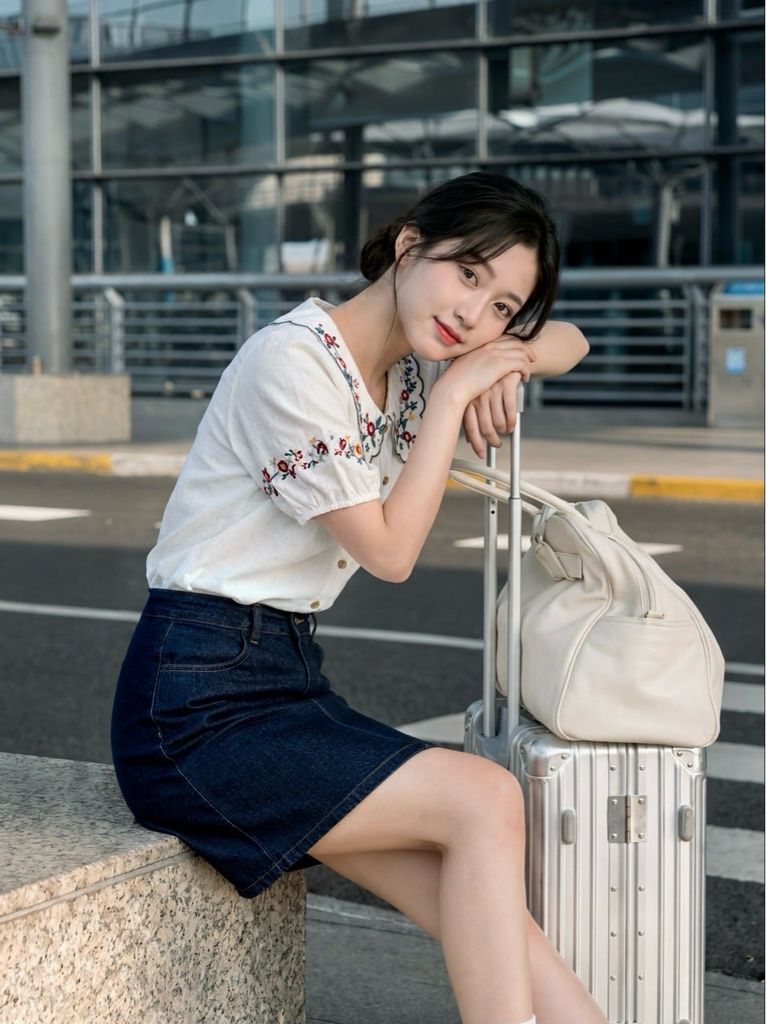 Top Trắng thêu dải hoa tay