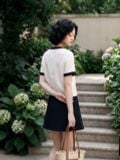  Chân váy A mini basic phối dây lấp lánh Đen 