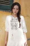  Đầm đuôi cá tunic trắng thêu thân trước 