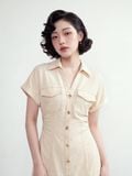  Đầm midi safari ghi kaki 