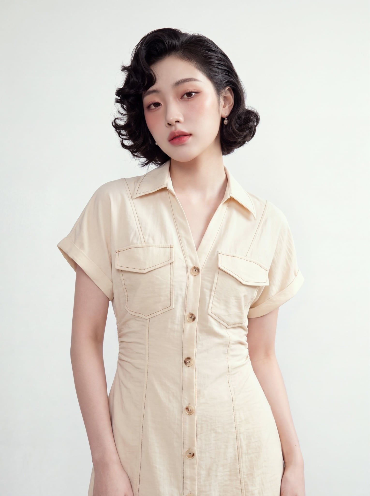  Đầm midi safari ghi kaki 