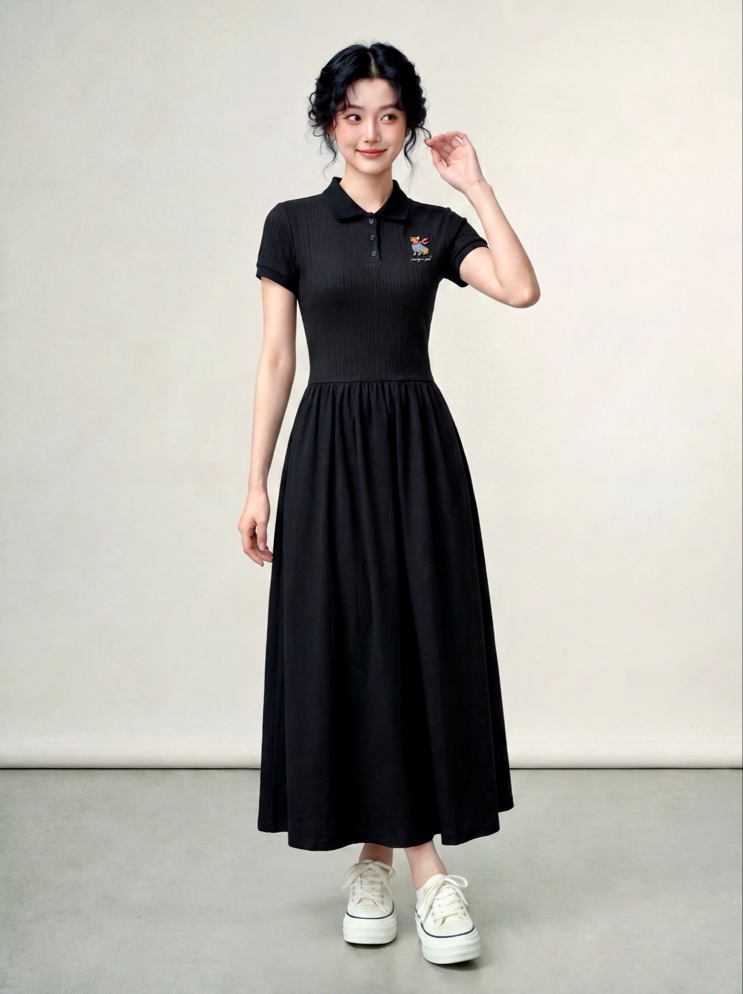  Đầm polo midi thun poplin 