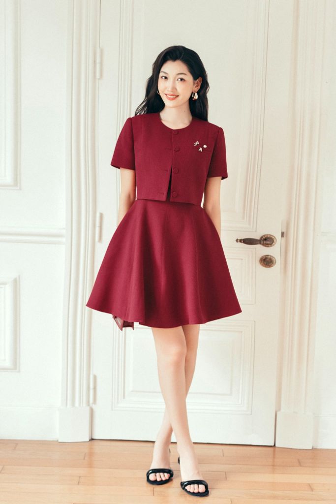 Áo khoác nhỏ mùa hè Đỏ đính charms