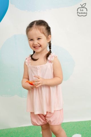  Bộ sát nách La Pomme viền bèo hè xinh mát dịu 