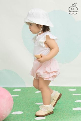  Bộ cộc tay La Pomme quần bí xếp li dễ thương 