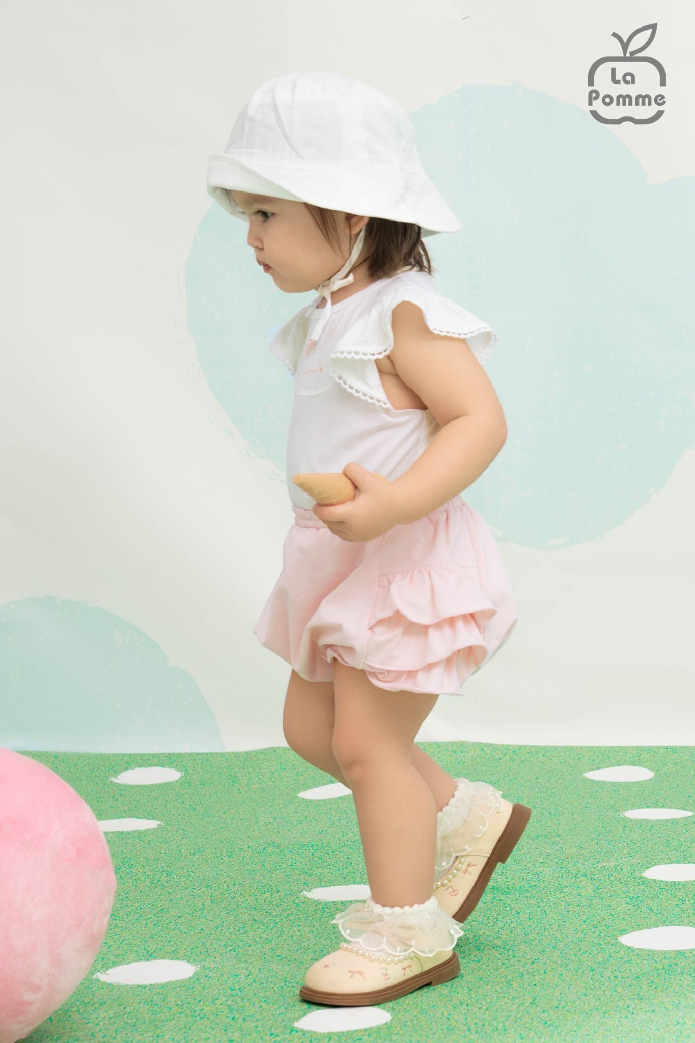  Bộ cộc tay La Pomme quần bí xếp li dễ thương 