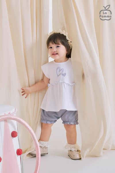  Bộ cộc tay La Pomme bèo nhún trái tim 