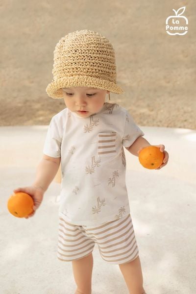  Bộ cộc tay La Pomme phối họa tiết bãi biển chilling 