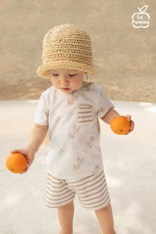  Bộ cộc tay La Pomme phối họa tiết bãi biển chilling 