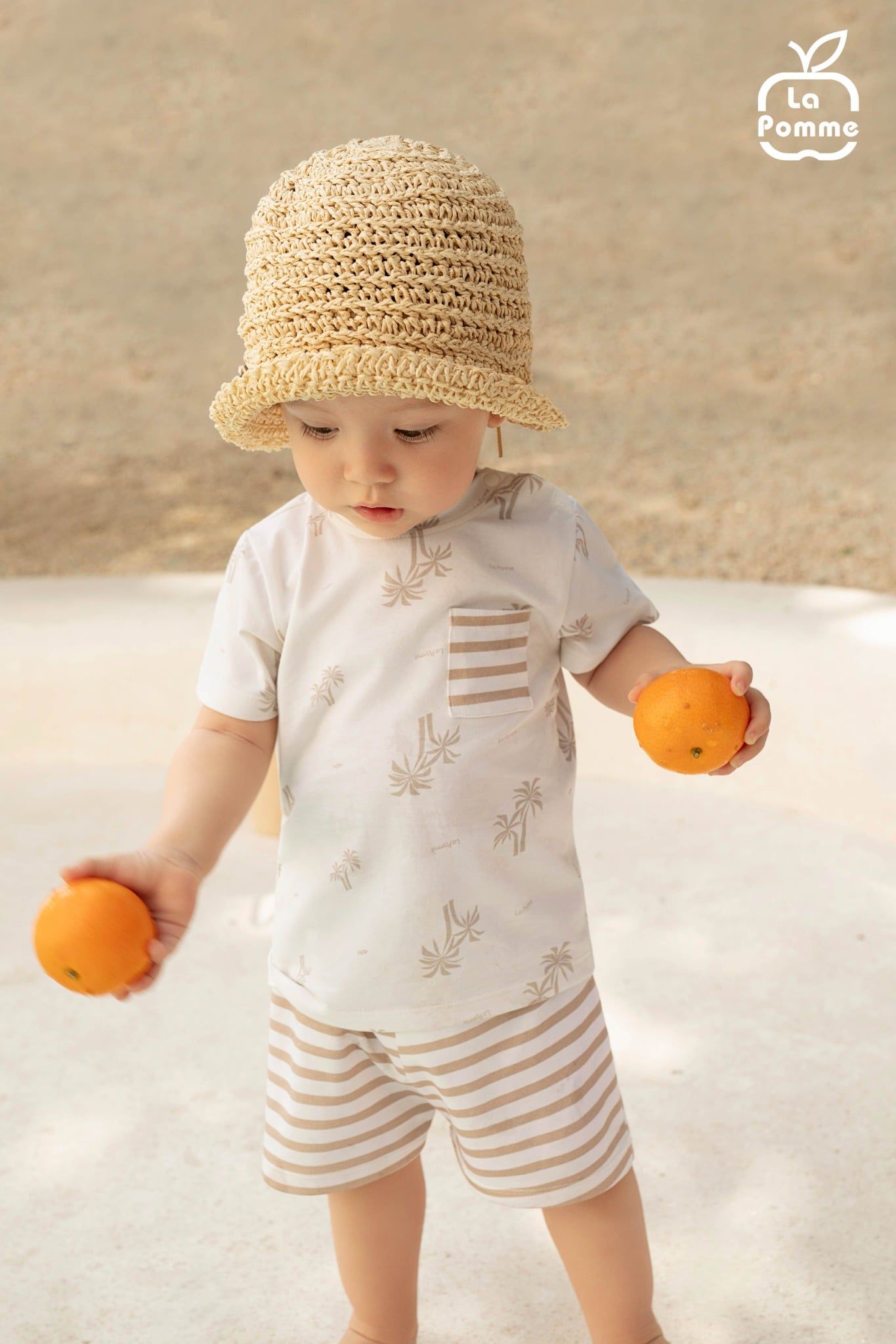  Bộ cộc tay La Pomme phối họa tiết bãi biển chilling 