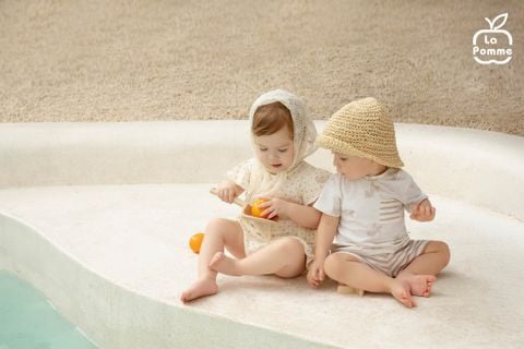  Bộ cộc tay La Pomme phối họa tiết bãi biển chilling 