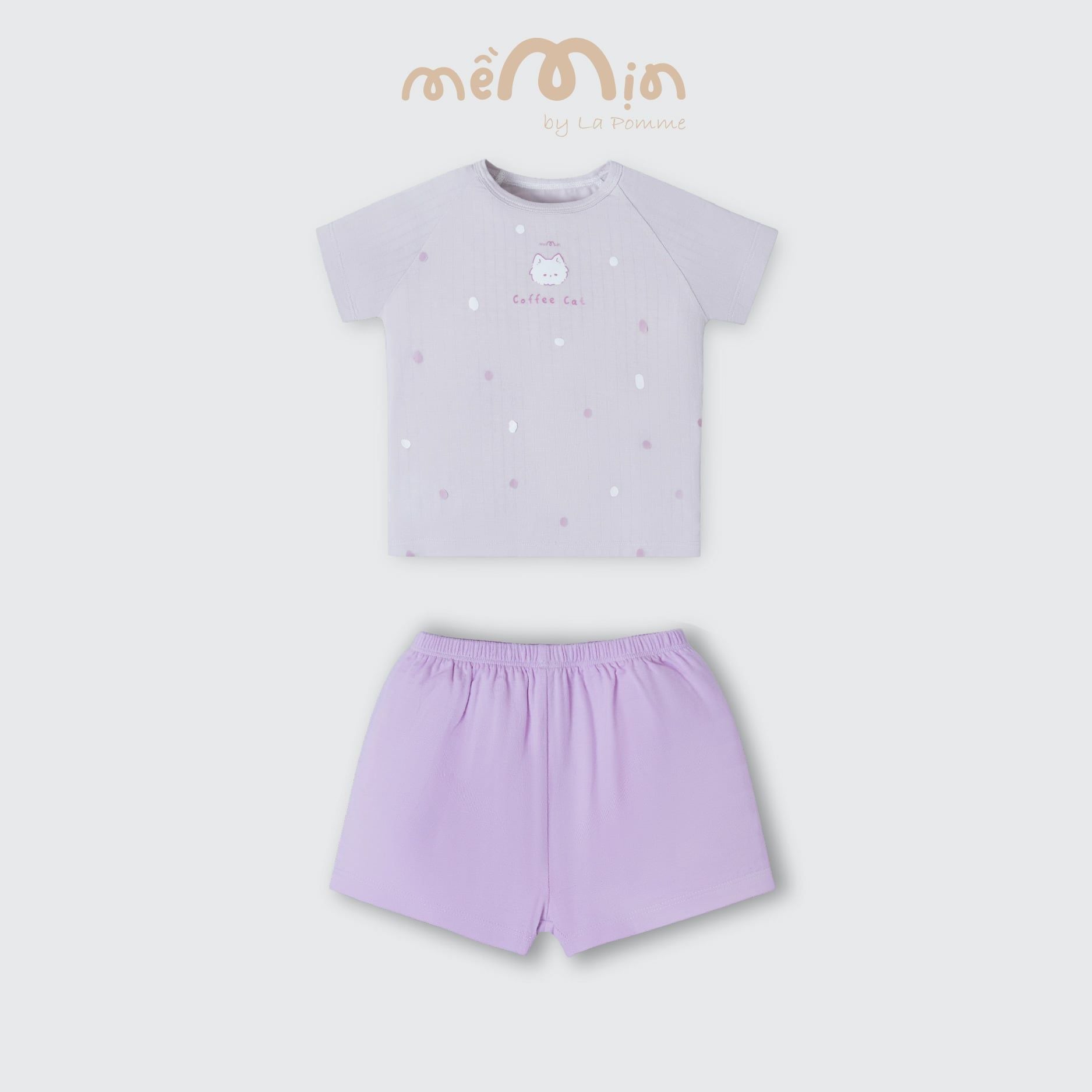  Bộ cộc tay Mềm Mịn by La Pomme vải phối họa tiết cá tính 