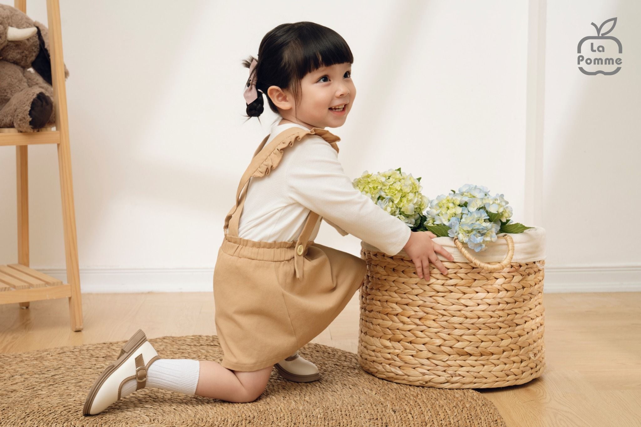  Set bộ yếm rời kèm áo dài tay La Pomme bèo nhún thời trang 