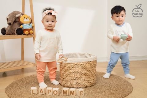  Bộ dài tay La Pomme viền cổ sắc màu kẹo bông 