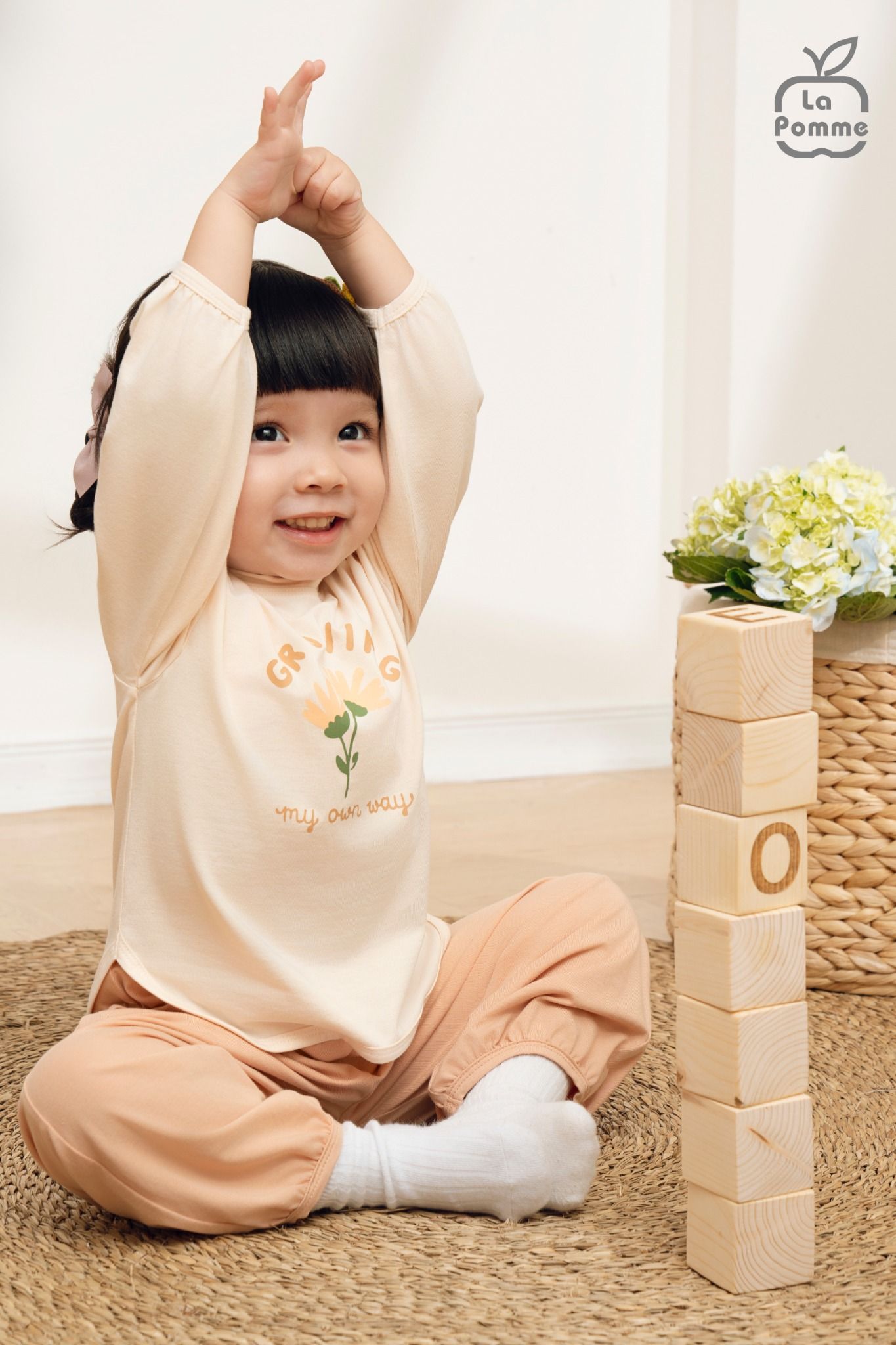  Bộ dài tay La Pomme tay bồng happy bunny 