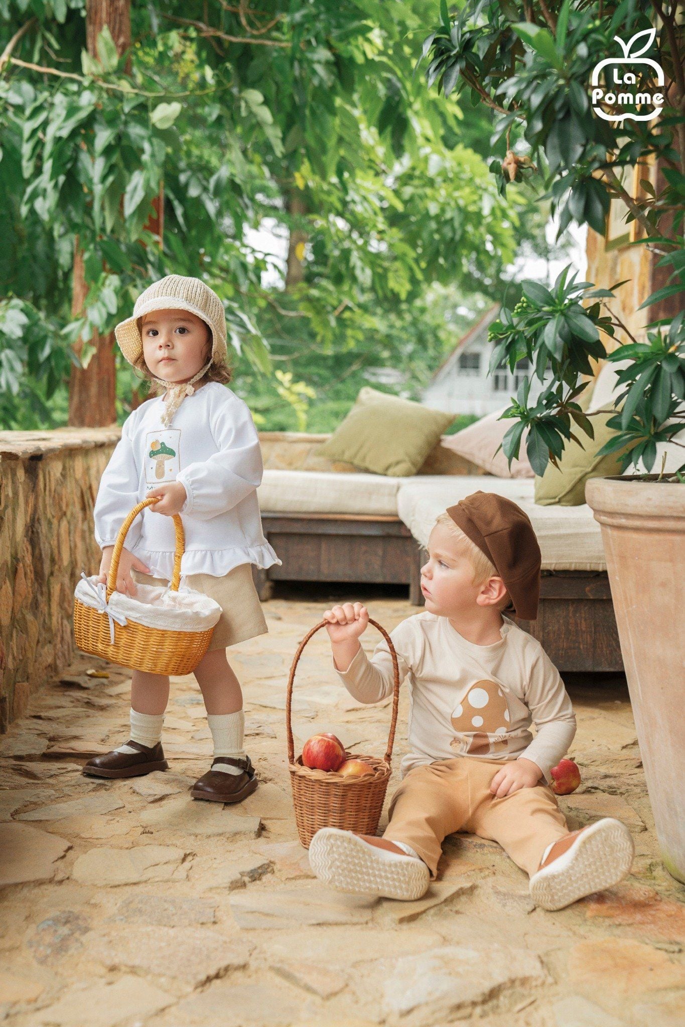  Bộ dài tay La Pomme túi ốp cùng săn hạt dẻ 