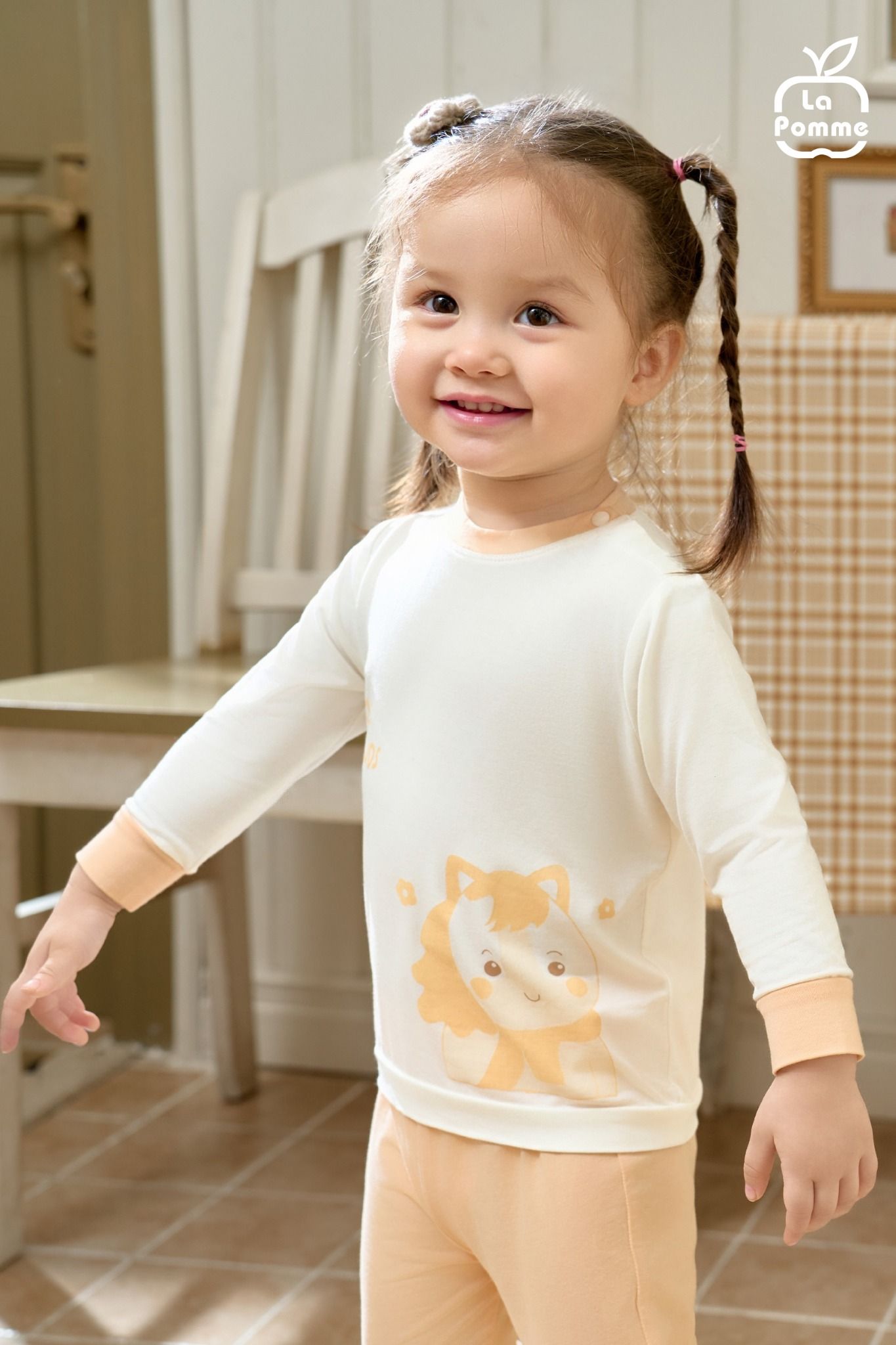  Bộ dài tay La Pomme phối màu sắc thu thơm mát 