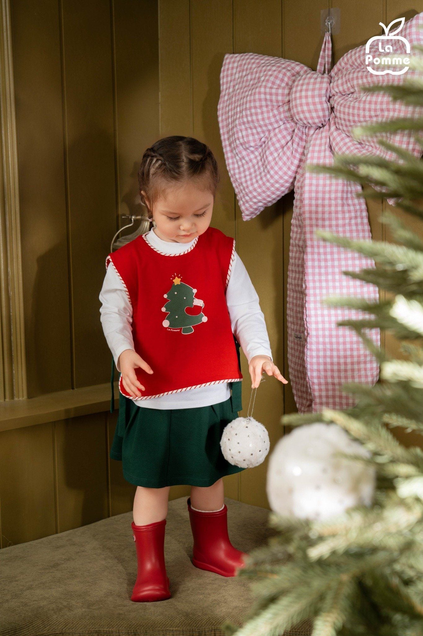  Bộ dài tay La Pomme kèm áo gile công chúa giáng sinh 