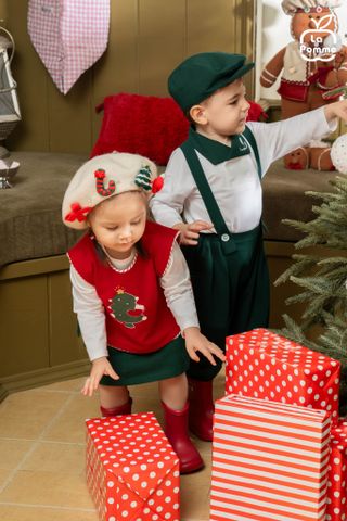  Bộ dài tay La Pomme kèm áo gile công chúa giáng sinh 
