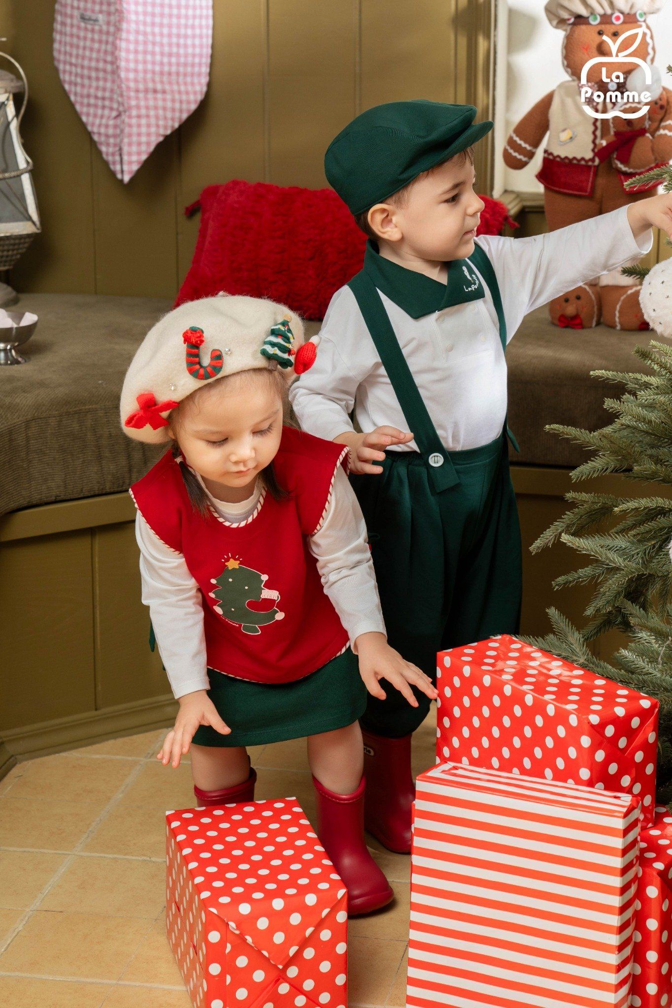  Bộ dài tay La Pomme kèm áo gile công chúa giáng sinh 