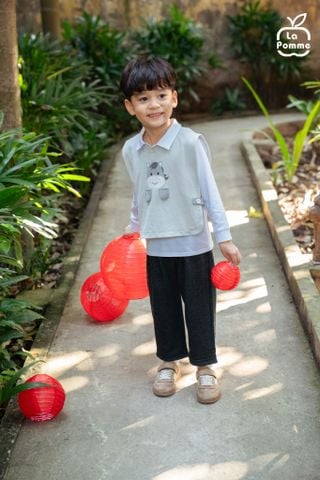  Bộ dài tay La Pomme kèm áo gile ngựa con tinh nghịch 