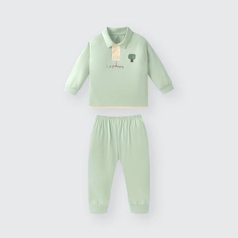  Bộ dài tay La Pomme cổ polo mầm xanh vui vẻ 