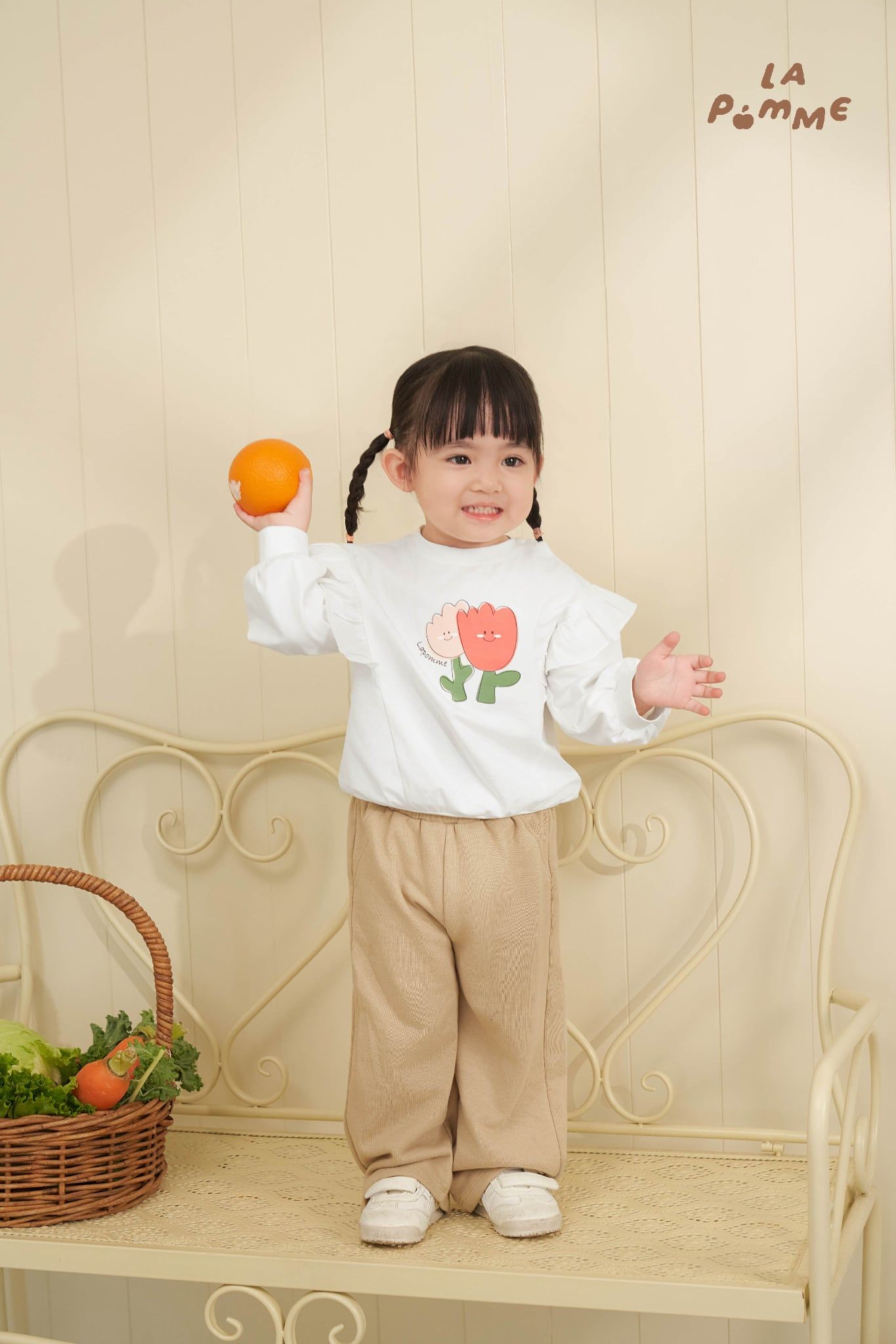  Bộ dài tay La Pomme bèo nhún những bông hoa yêu kiều 