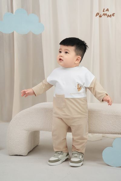  Bộ dài tay La Pomme phối mảng màu cá tính 