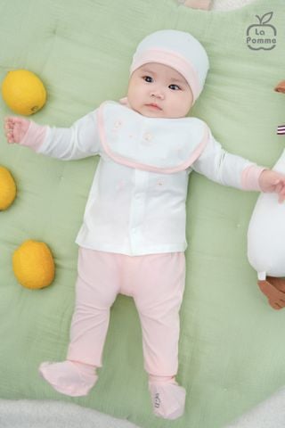  Bộ dài tay cúc thẳng La Pomme họa tiết nhí cách điệu 