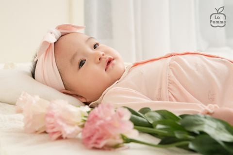  Set bộ dài tay cúc thằng kèm băng đô La Pomme phối ren điệu đà 